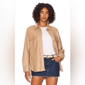 NWT! REVOLVE BLANKNYC Shacket vegan leather front Button Down luxury SZ XS
